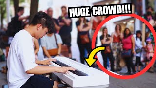 Anime Piano in PUBLIC 6 Huge Crowd Showed up Peace Sign Hikaru Nara Silhouette [upl. by Furgeson202]