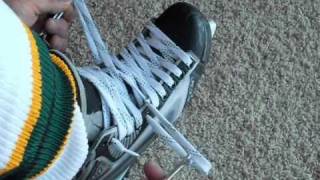 How to tie hockey skates with a skate tightener [upl. by Atikram767]