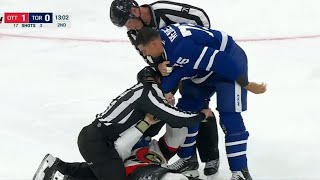 Rookie Donovan Sebrango Challenges Ryan Reaves [upl. by Ettedanreb]