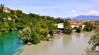 Confluence of Rhone and Arve Rivers  Geneva Switzerland [upl. by Atterol]