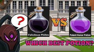 AQW BEST POTION FOR VHL  Felicitous Philtre vs Potent Honor Potion [upl. by Alyag]