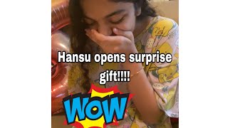 Hansika Opening her surprise Gift  Hansika Krishna  Diya Krishna [upl. by Azenav]