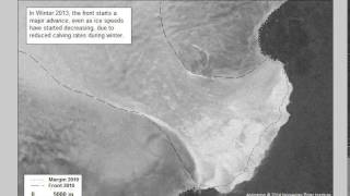 Glacier surge Austfonna Svalbard satellite image timelapse [upl. by Anela]