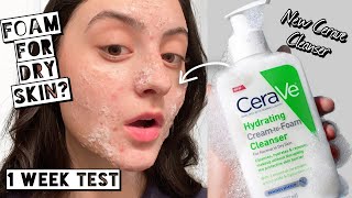 Testing NEW CeraVe Hydrating CreamtoFoam Cleanser  Foaming Cleanser for Dry Acne Prone Skin [upl. by Irneh]