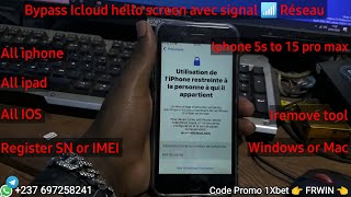 Contourner le verrouillage dactivation icloud bypasse icloud hello screen iphone 5s to 15 pro max [upl. by Niassuh]