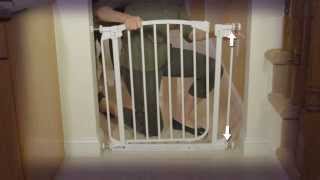 Dreambaby Stair Gate White Instructional  How To Fit Video  Babysecurity [upl. by Aehtorod40]