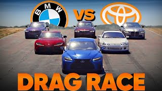 Toyota Battles BMW 1400hp 2JZ Supra vs S58 BMW M4 vs Lexus V8 — Cammisas Drag Race Replay [upl. by Enyrhtac]