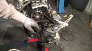 How to replace timing belt Toyota Camry 22 5SFE engine [upl. by Elyl]