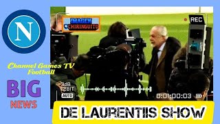 De Laurentiis contro Sky interrompe l’intervista a Politano e strattona un cameraman Barcellona [upl. by Eelloh]