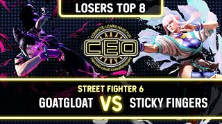 CEO 2023 SF6 TOP 8 LOSERS  GOATGLOAT VS STICKY FINGERS [upl. by Daryl360]