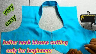 how to halter neck blouse cutting in teluguvery easy method for beginners [upl. by Garry]