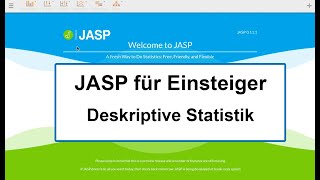 JASP für Einsteiger  01  Deskriptive Statistik [upl. by Elsey]