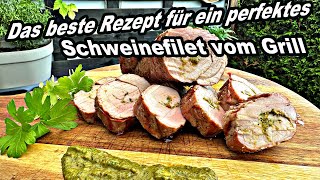 Schweinefilet vom Grill gefüllt mit  das beste Rezept  The BBQ BEAR [upl. by Esilahc]