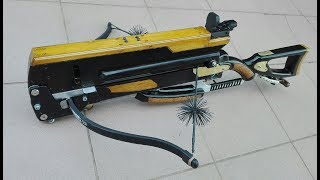 Homemade 7 SHOT self cocking repeating crossbow 150 lbs [upl. by Keligot]