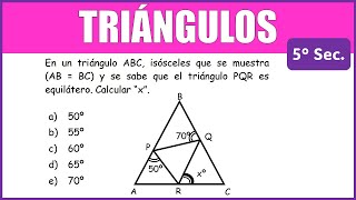 En un triángulo ABC isósceles que se muestraAB  BC y se sabe que el triángulo PQR es equilátero [upl. by Apostles]