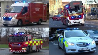 Two tone sirens Ambulances Fire Engines amp Police cars responding in Europe [upl. by Hourihan]