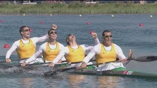 Australia Gold  Mens Kayak Four 1000m  London 2012 Olympics [upl. by Nagiam]