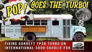 back2school with DirtPerfect turbo repairs for skoolie Delores International 3800 Bus T444E V8 [upl. by Stanislaw]