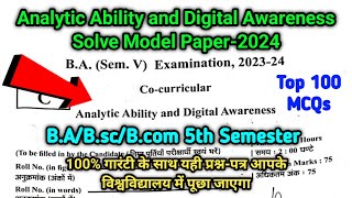 Analytic Ability and Digital Awareness BA 5th Semester Previous Year Question Paper2024 [upl. by Randi243]