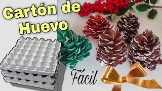 Hermosa Fácil y Económica Idea con CARTÓN DE HUEVO PIÑAS NAVIDEÑAS en minutos [upl. by Haletta]