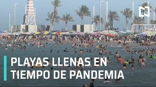 Playas de Veracruz abarrotadas en tiempos de la pandemia tras fin de semana largo marzo  A las Tres [upl. by Enyr471]