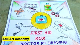 how to draw first aid box drawing easy way  Doctor kit drawing step by step [upl. by Aldo]