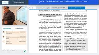 Finansal Yönetim ve Mali Analiz Ders 1 [upl. by Kcirdle923]