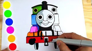 Coloring with Thomas and Fiends How to color Thomas the Train Learning Rainbow Coloring Page [upl. by Ynohtnacram166]