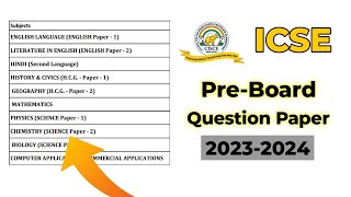 ICSE Class 10  PreBoards Question Paper  2023 2024  All Subjects Question Paper  Specimen Copy [upl. by Mitchell]