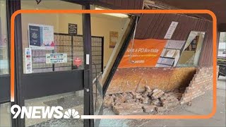 Colorado post office suspends retail operations after vehicle crashes into building [upl. by Harriett]