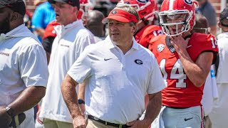 Kirby Smart says he didnt realize he pushed Mississippi State QB on sideline late in Georgias win [upl. by Schreib]