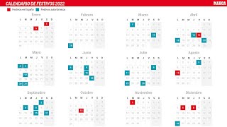 Calendario laboral 2022 en España y en cada Comunidad Autónoma Días festivos y puentes [upl. by Berenice]