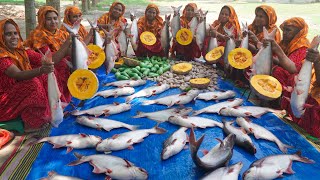 Pangas Fish Cutting amp Cooking with Vegetable  50 KG Catfish amp 50 KG VEG Mixed Gravy Curry [upl. by Jarib]