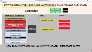 How to Display tables on Switchboard Main form or Dashboard in Microsoft Access Database project [upl. by Ailaza]