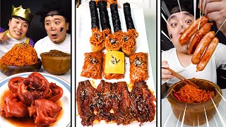 mukbang  Korean super spicy Noodle Challenge  Fire spicy foods Noodles Enoki Mushroom eating show [upl. by Ferd]