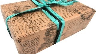 Gift Wrapping Demo  Ribbed News with Raffia [upl. by Sall]