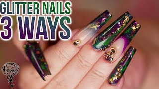 3 Ways To Use Glitter Acrylic with Tips [upl. by Katharina]