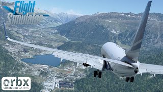 MSFS 2020  Incredible arrival into mountainous Samedan Airport w heavymetalpilot4973  B737 BBJ [upl. by Nemracledairam579]