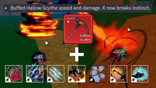 UPDATE 21 Using BUFFED hallow scythe to combo with all melees  Blox fruits [upl. by Ahael]