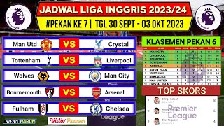 Jadwal Liga Inggris Pekan 7  Man United vs PalaceKlasemen Premier League 2023 TerbaruLive Vidio [upl. by Ecirtel581]