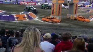 Monster Jam Gillette Stadium 2016 Racing Championship [upl. by Reivad680]