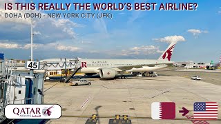 REVIEW  Qatar Airways  Doha DOH  New York City JFK  Boeing 777300ER  Economy [upl. by Cilo76]