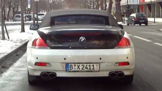 BMW 650i Cabrio AC Schnitzer Tuning drives in the City  E63 M6 sound exhaust Convertible [upl. by Dlareg]