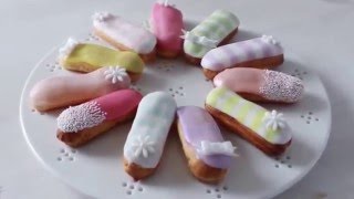 Bake Club presents How to decorate eclairs [upl. by Gurney]