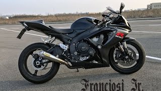 SUZUKI GSXR 750 2007 ARROW TITANIUM PRORACING EXHAUST  START UP SOUND REVS amp ACCELERATIONS [upl. by Alarice596]