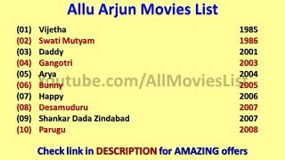 Allu Arjun Movies List [upl. by Kirima]