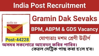 India post recruitment 2024 apply start gramin dak sevak Vacancy qualification10 th pass [upl. by Anilad15]