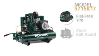 Rolair 5715K17 Twin Tank Electric Belt Drive Compressor [upl. by Nananne]