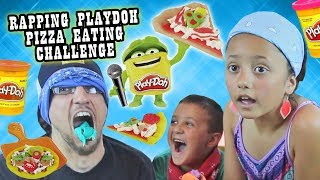 BLINDFOLD PIZZA PLAYDOH CHALLENGE w RAPPING amp EATING It Tastes So Like Totally Yucky [upl. by Malcah]