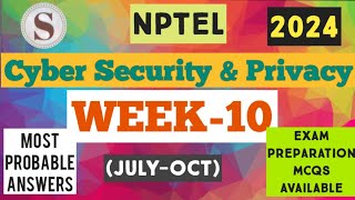 Cyber Security and Privacy  Week10 Assignment Answers 2024  NPTEL nptel2024 [upl. by Tereb]